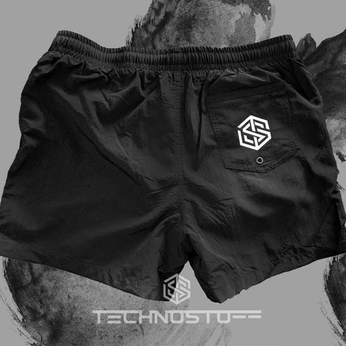 Technostoff Classic Raver Badehose von hinten mit Reißverschluss